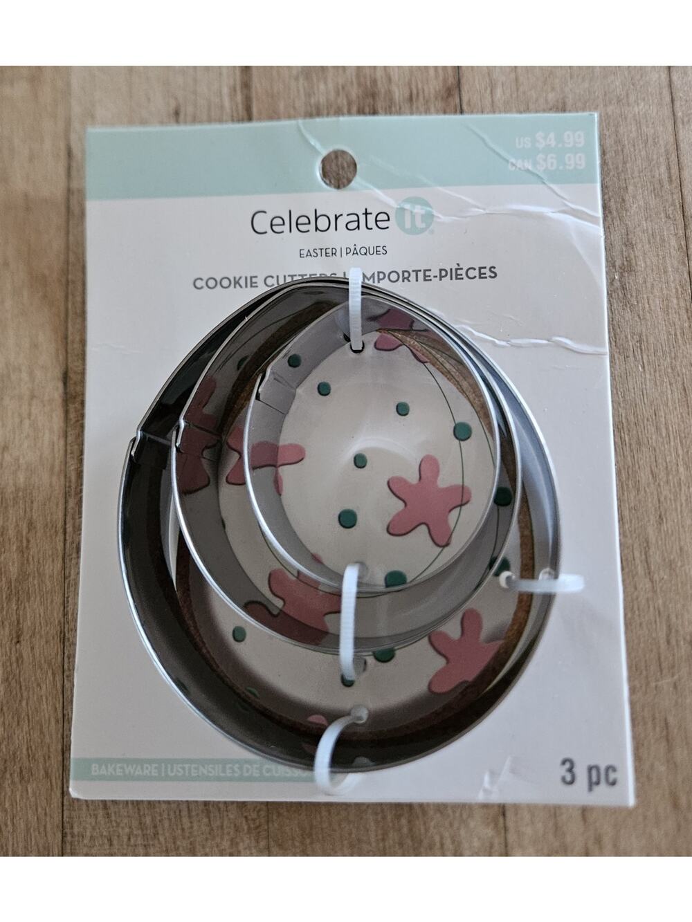 Celebrate It, 3 Easter Egg Cookie Cutters, Food Safe, 3 sizes, Instructions, NEW